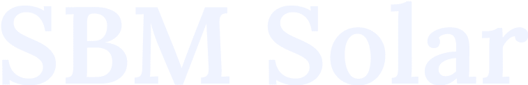 SBM Solar logo on dark background.